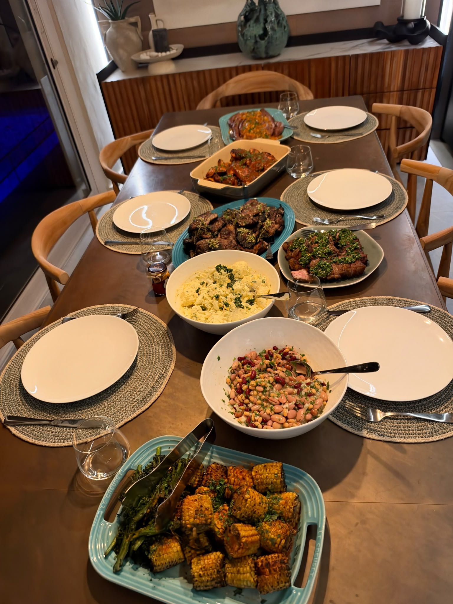 A relaxed braai spread around the table