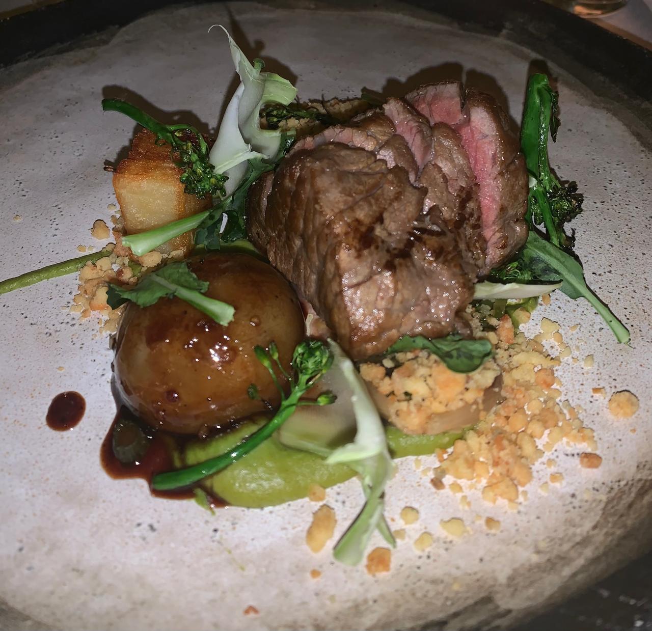 Chef Jarred’s plated beef with potato and Parmesan crumb